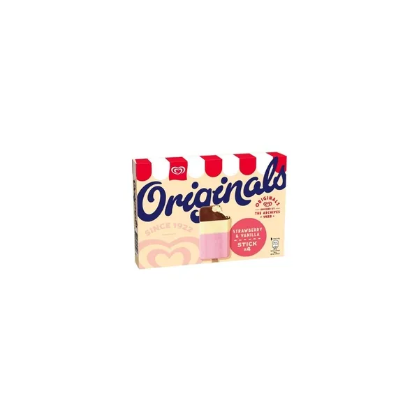 2436_result Algida Originals Ice Cream Stick Strawberry & Vanilla 320g - Image 1