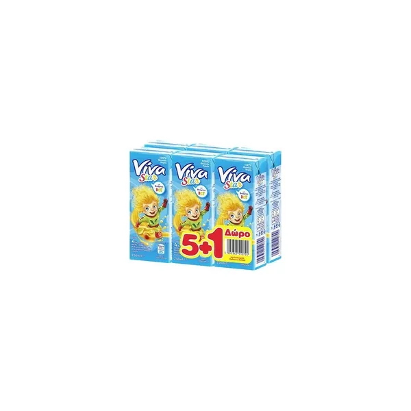 4084_result Viva Star Natural Juice 100% Apple, Grape, Peach & Pear 6x250ml - Image 1