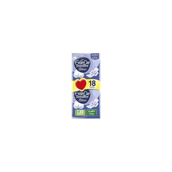 5107_result Everyday Sanitary Pads Sensitive Cotton Super Ultra Plus Value Pack 18pcs - Image 1