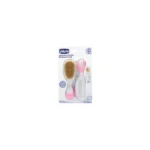 Chicco Brush & Comb Set With Natural Bristles Pink 0+ Months 40ml
